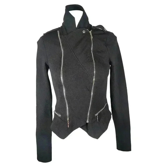 Alt. B Black Knit Moto Biker Motorcycle Jacket Size Small Grunge - Picture 5 of 14